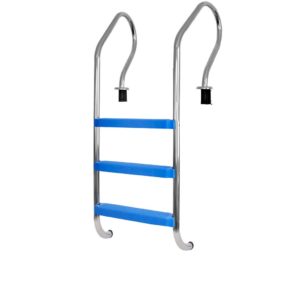 Escalera Confort 3 escalones color azul con pasamanos instalables